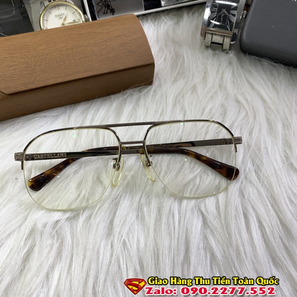 Gọng Kính Cận Castellani 12KGF Vàng Hồng - Gọng Kính Nam Đẹp Bọc Vàng Chính Hãng